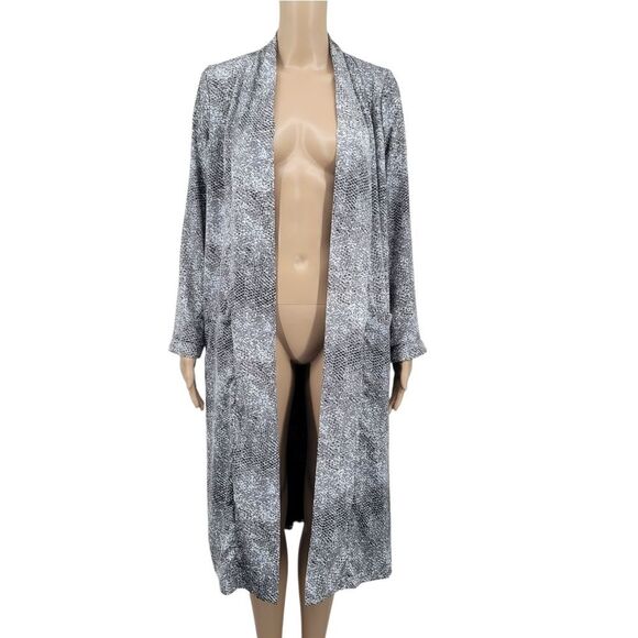 BB Dakota Anthropologie Jacket Duster Womens Gray Serpentine Snake Print NEW - Picture 2 of 12